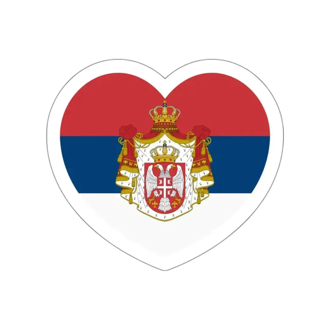 Heart Flag of Serbia 1882-1918 - STICKER Vinyl Die-Cut Decal White Die-Cut 3 Inch - The Sticker Space