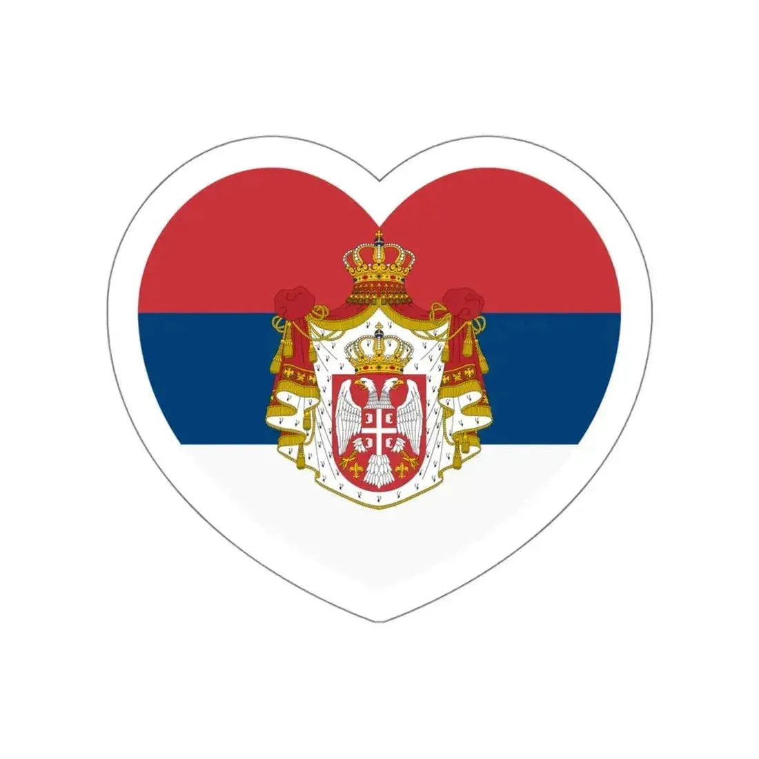 Heart Flag of Serbia 1882-1918 - STICKER Vinyl Die-Cut Decal White Die-Cut 5 Inch - The Sticker Space