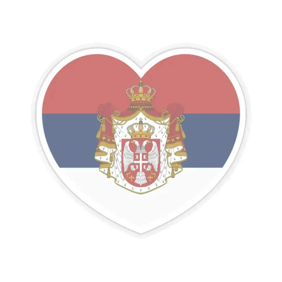 Heart Flag of Serbia 1882-1918 - STICKER Vinyl Kiss-Cut Decal 2 Inch Transparent - The Sticker Space
