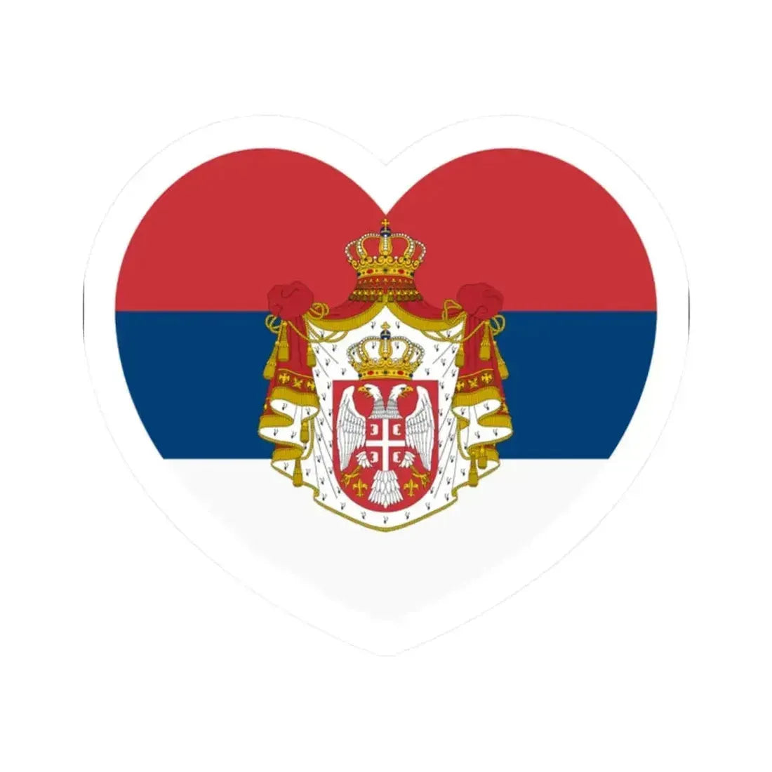 Heart Flag of Serbia 1882-1918 - STICKER Vinyl Kiss-Cut Decal 2 Inch White - The Sticker Space