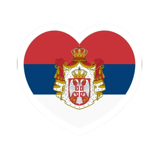 Heart Flag of Serbia 1882-1918 - STICKER Vinyl Kiss-Cut Decal 2 Inch White - The Sticker Space