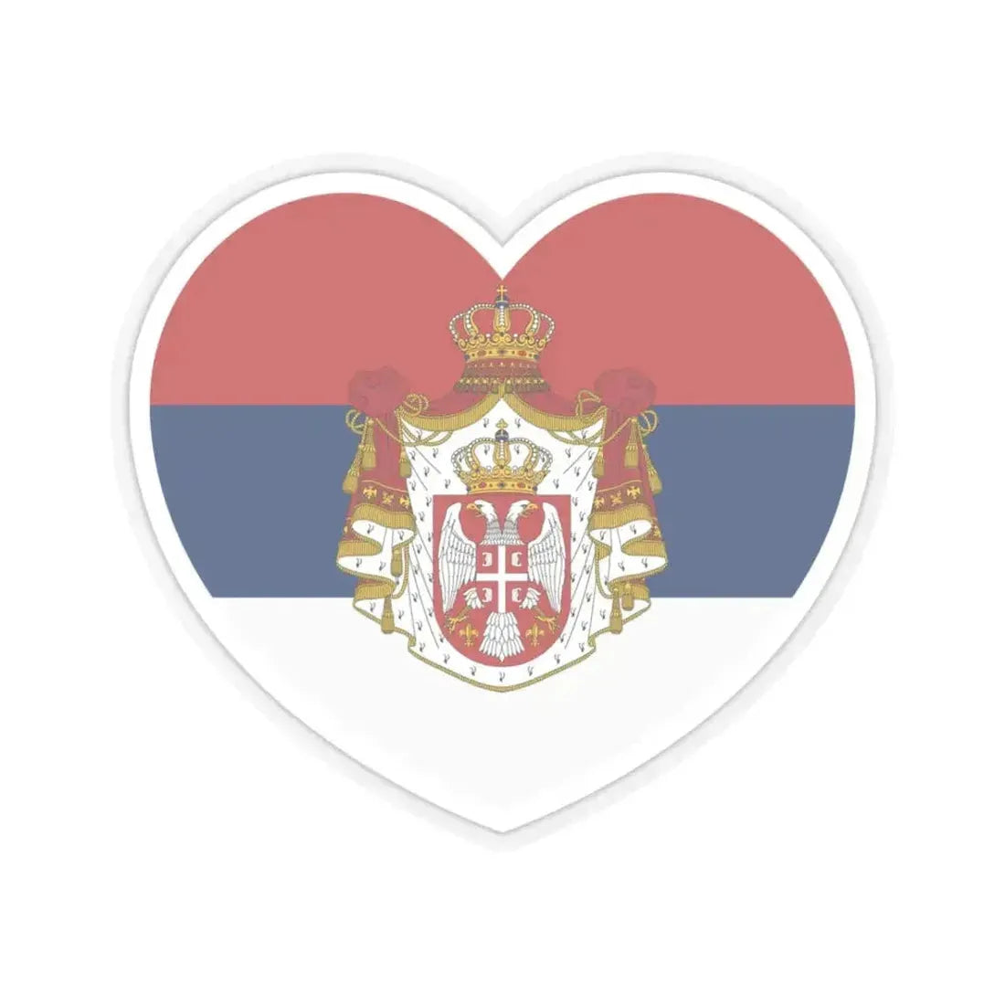 Heart Flag of Serbia 1882-1918 - STICKER Vinyl Kiss-Cut Decal 3 Inch Transparent - The Sticker Space