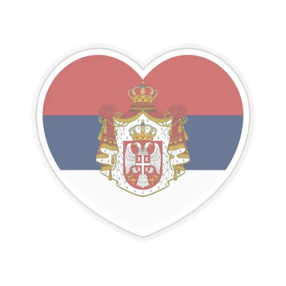 Heart Flag of Serbia 1882-1918 - STICKER Vinyl Kiss-Cut Decal 3 Inch Transparent - The Sticker Space