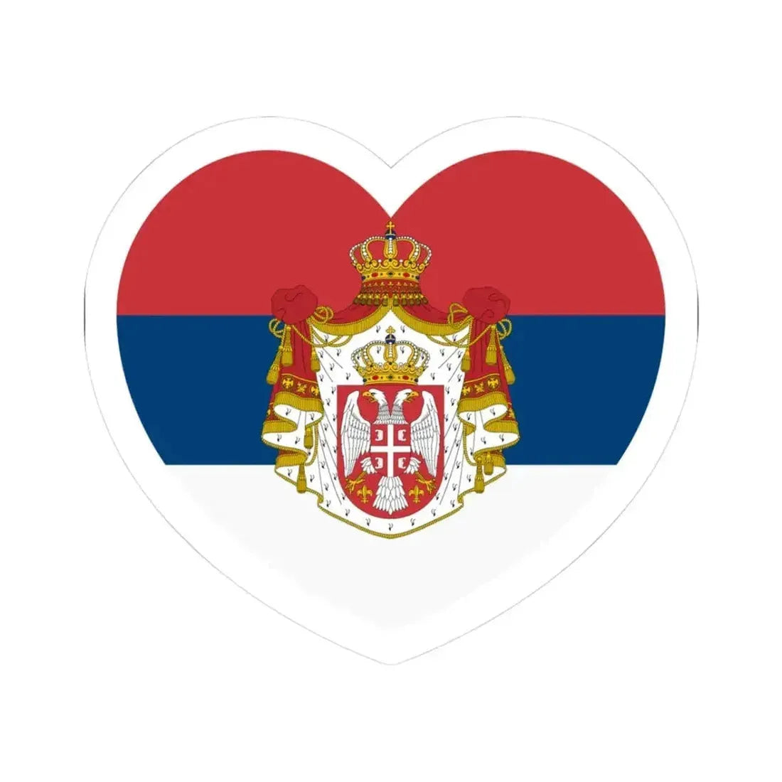 Heart Flag of Serbia 1882-1918 - STICKER Vinyl Kiss-Cut Decal 3 Inch White - The Sticker Space