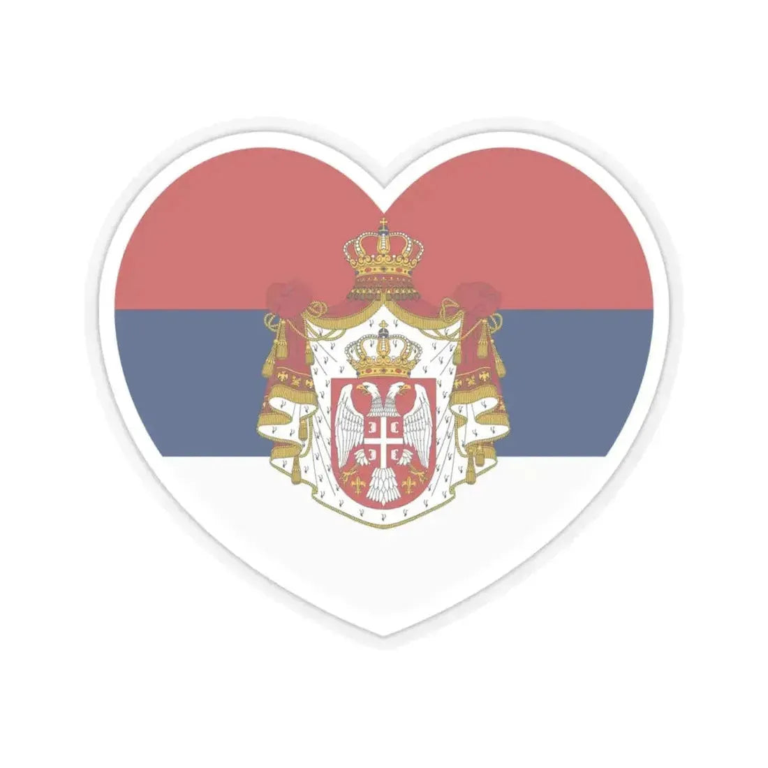 Heart Flag of Serbia 1882-1918 - STICKER Vinyl Kiss-Cut Decal 4 Inch Transparent - The Sticker Space