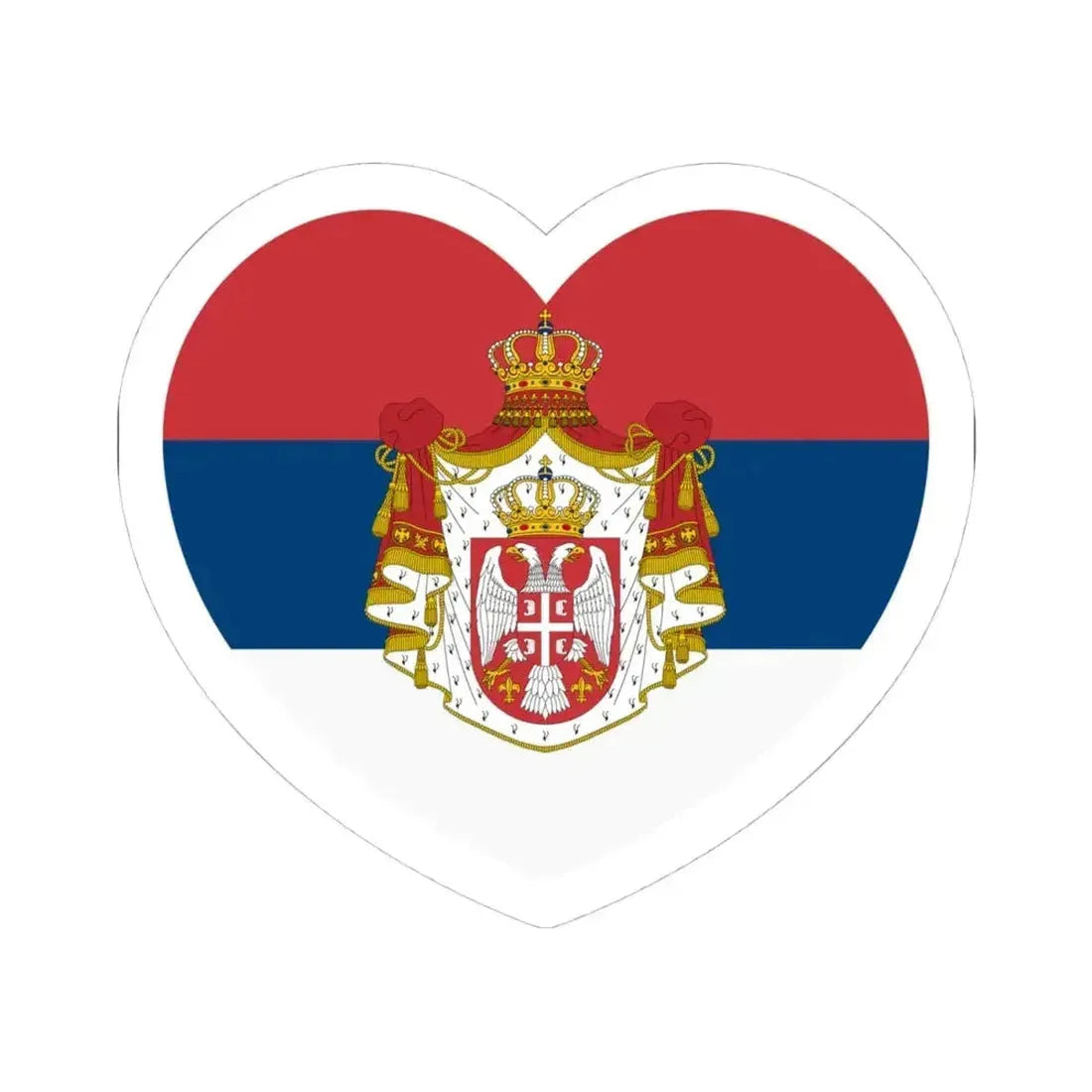 Heart Flag of Serbia 1882-1918 - STICKER Vinyl Kiss-Cut Decal 4 Inch White - The Sticker Space