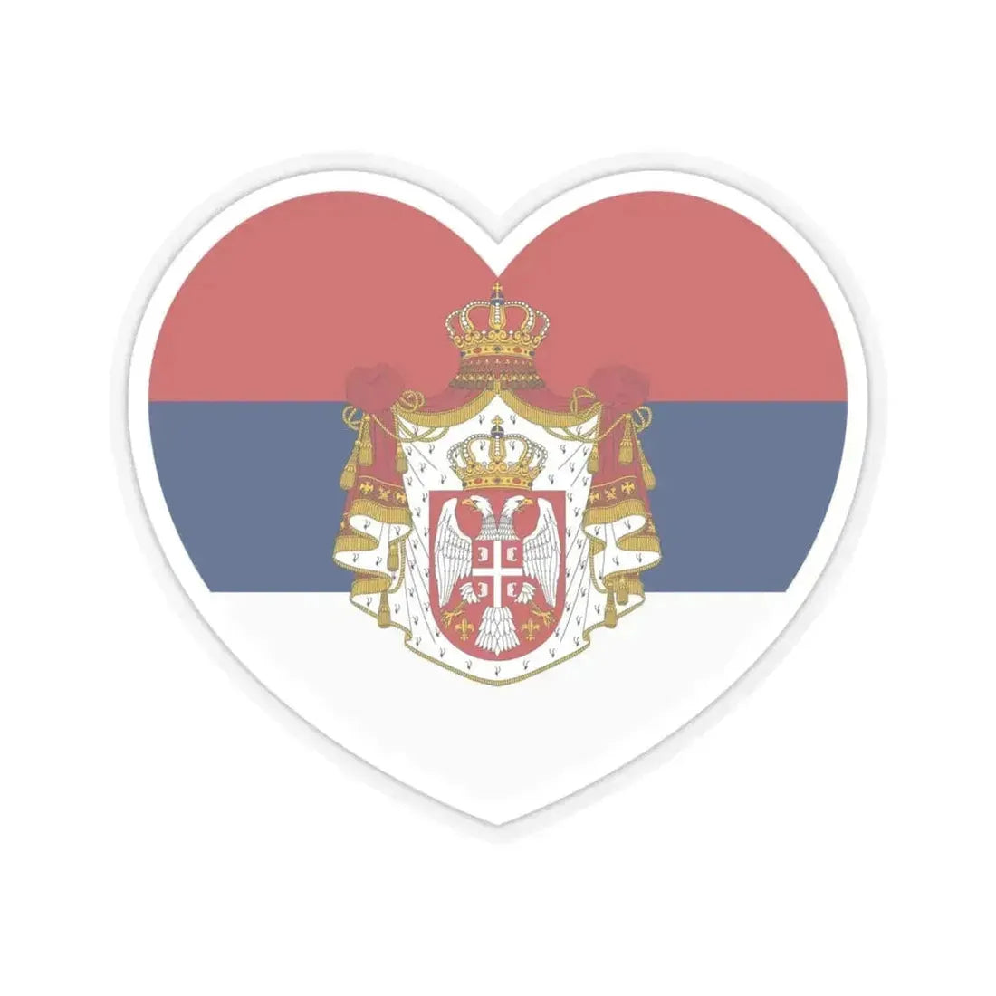 Heart Flag of Serbia 1882-1918 - STICKER Vinyl Kiss-Cut Decal 6 Inch Transparent - The Sticker Space