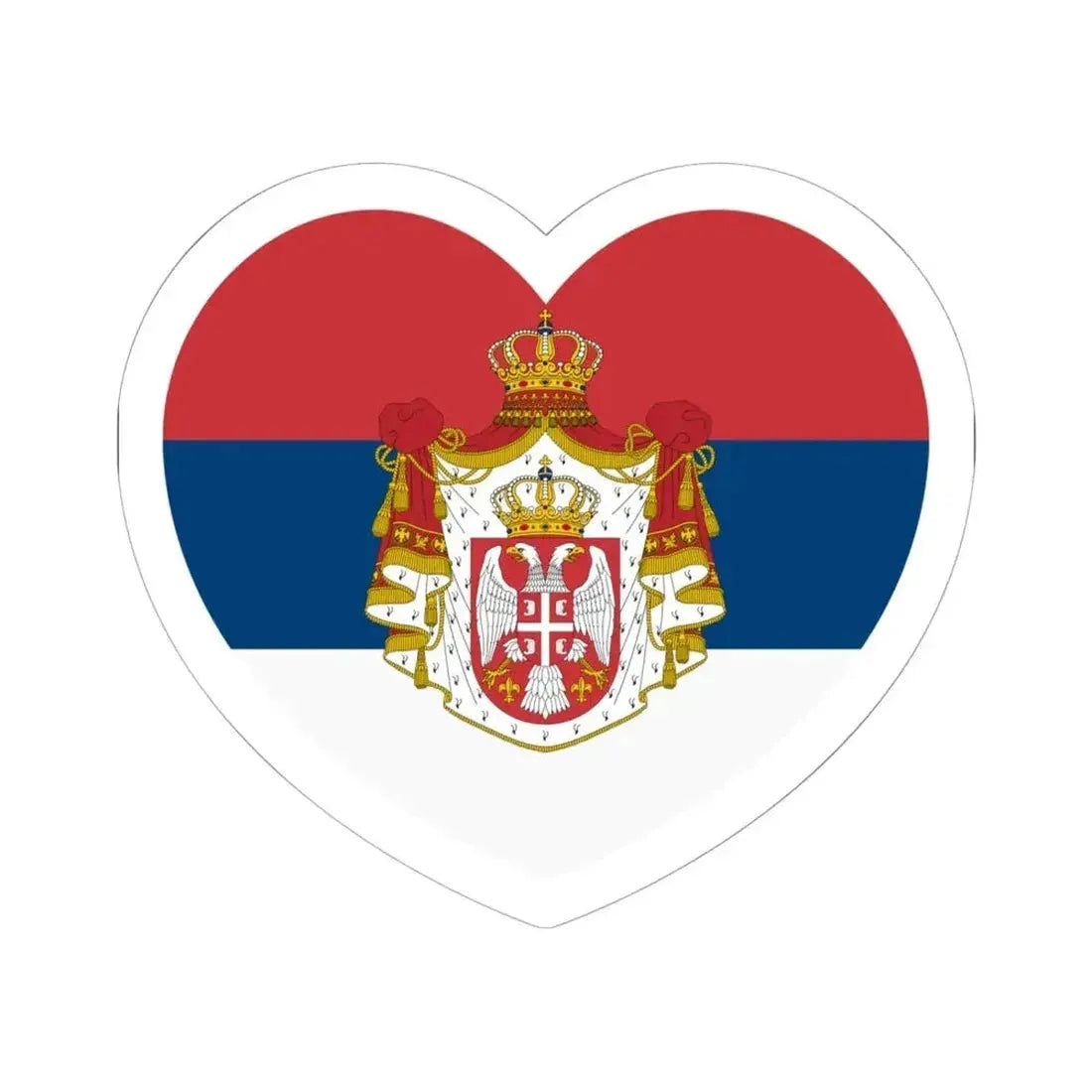 Heart Flag of Serbia 1882-1918 - STICKER Vinyl Kiss-Cut Decal 6 Inch White - The Sticker Space