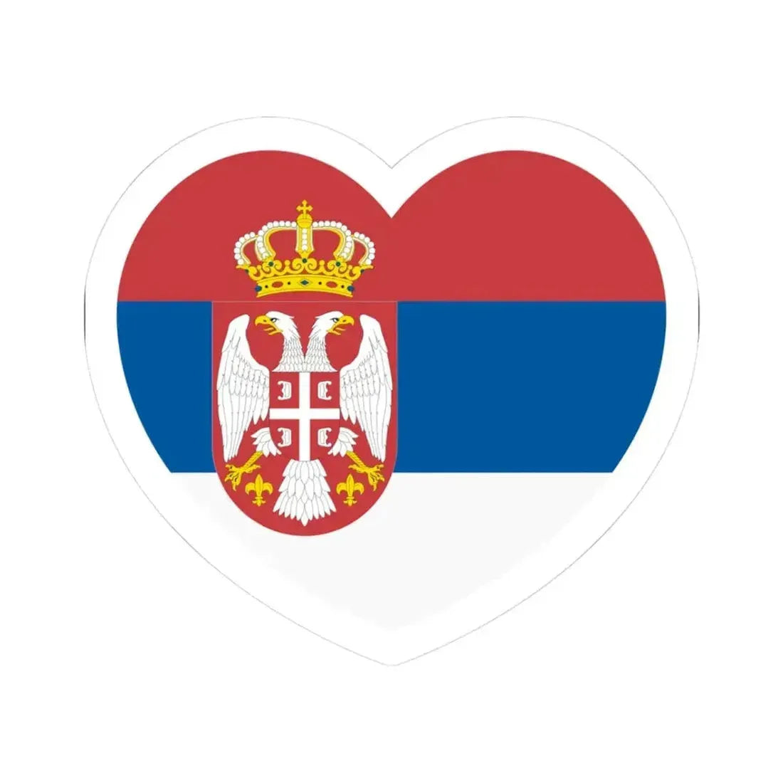 Heart Flag of Serbia 2004-2010 - STICKER Vinyl Kiss-Cut Decal 3 Inch White - The Sticker Space
