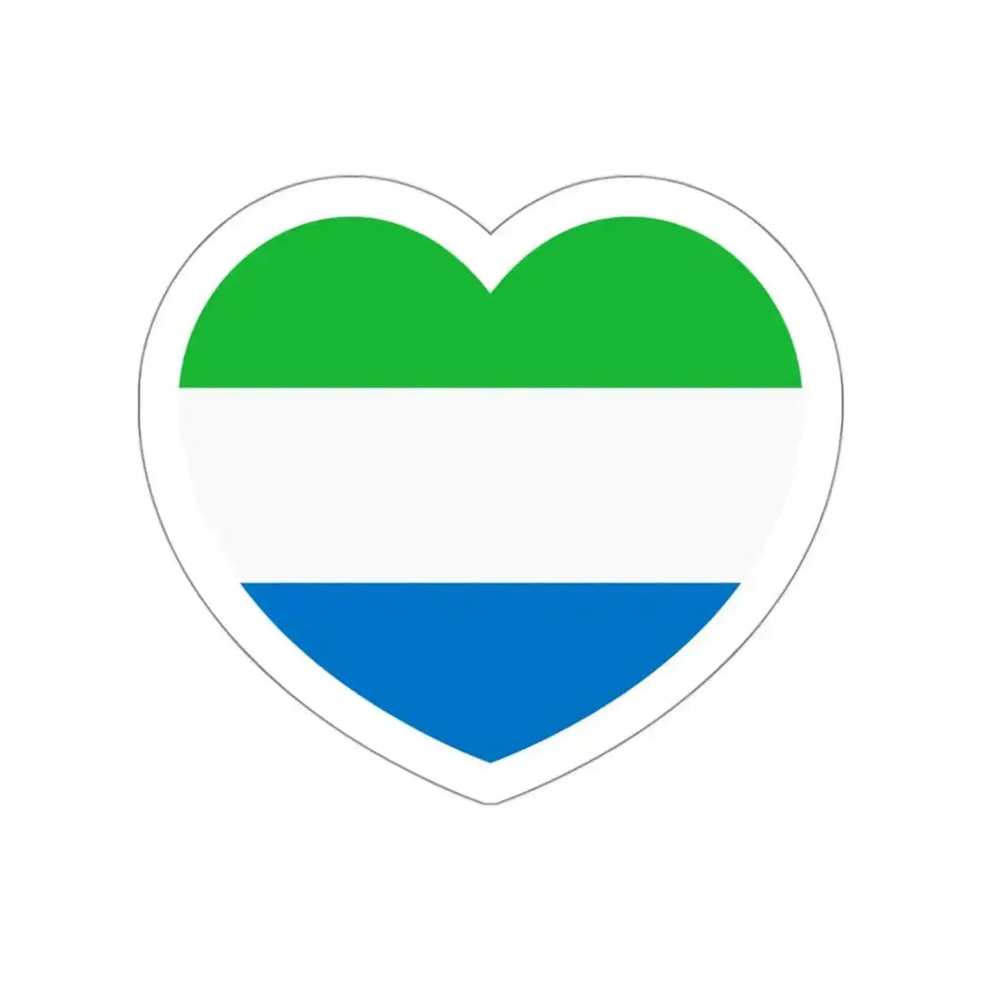 Heart Flag of Sierra Leone - STICKER Vinyl Die-Cut Decal White Die-Cut 3 Inch - The Sticker Space