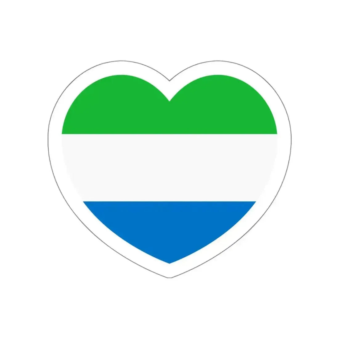 Heart Flag of Sierra Leone - STICKER Vinyl Die-Cut Decal White Die-Cut 5 Inch - The Sticker Space