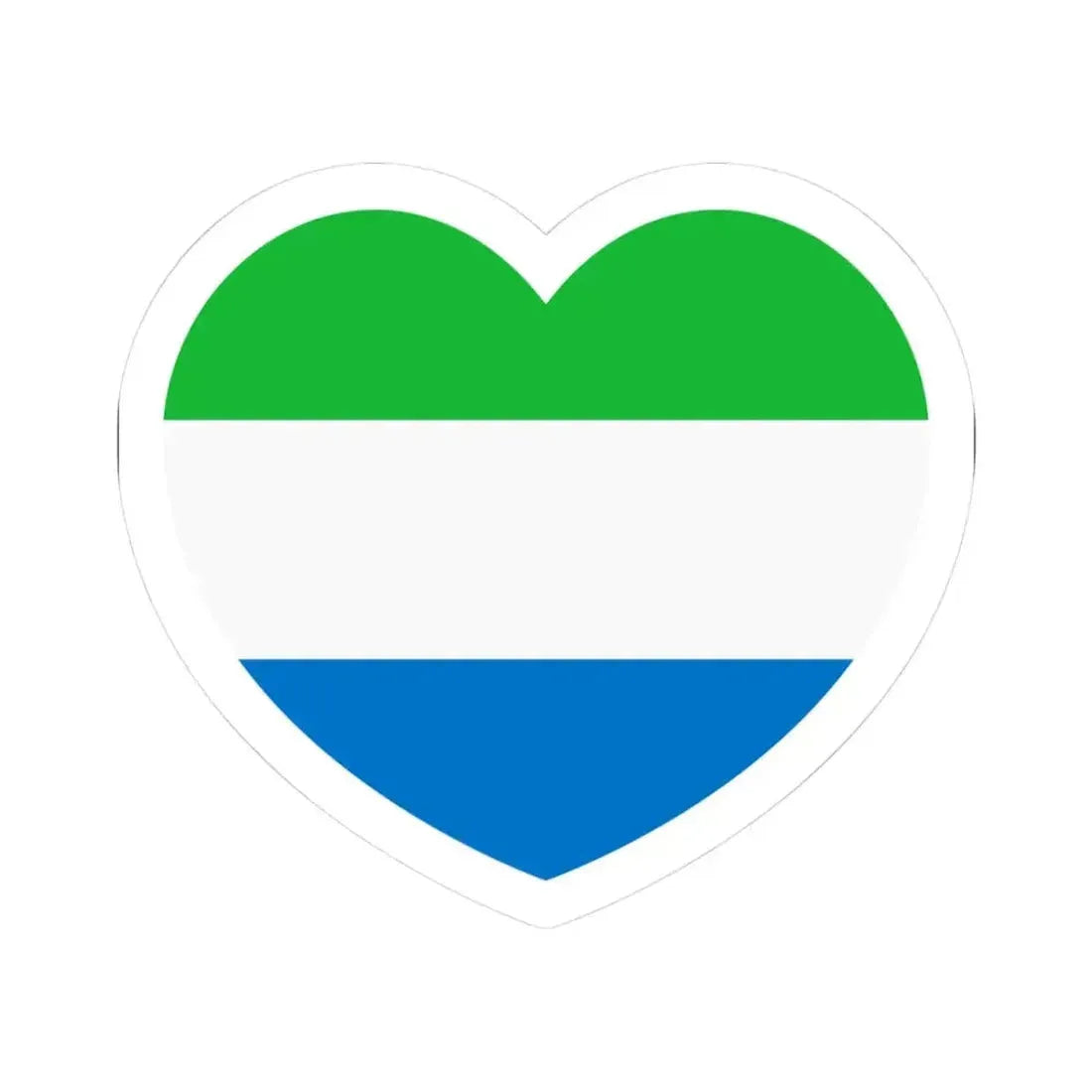 Heart Flag of Sierra Leone - STICKER Vinyl Kiss-Cut Decal 3 Inch White - The Sticker Space