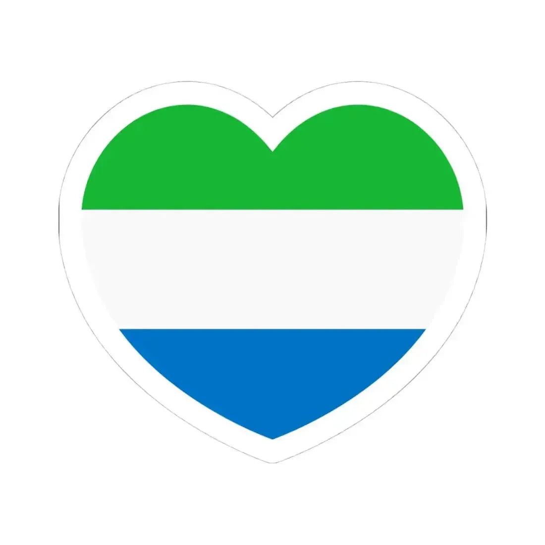 Heart Flag of Sierra Leone - STICKER Vinyl Kiss-Cut Decal 4 Inch White - The Sticker Space
