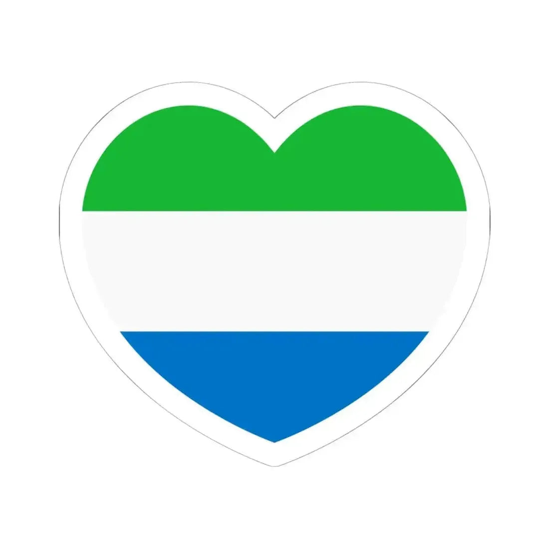 Heart Flag of Sierra Leone - STICKER Vinyl Kiss-Cut Decal 6 Inch White - The Sticker Space