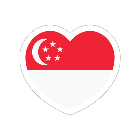 Heart Flag of Singapore - STICKER Vinyl Die-Cut Decal-White-The Sticker Space