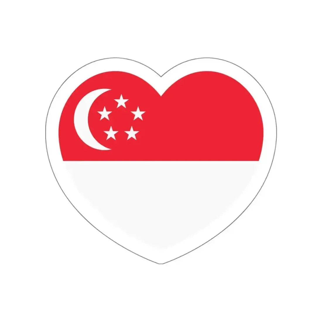 Heart Flag of Singapore - STICKER Vinyl Die-Cut Decal White Die-Cut 5 Inch - The Sticker Space