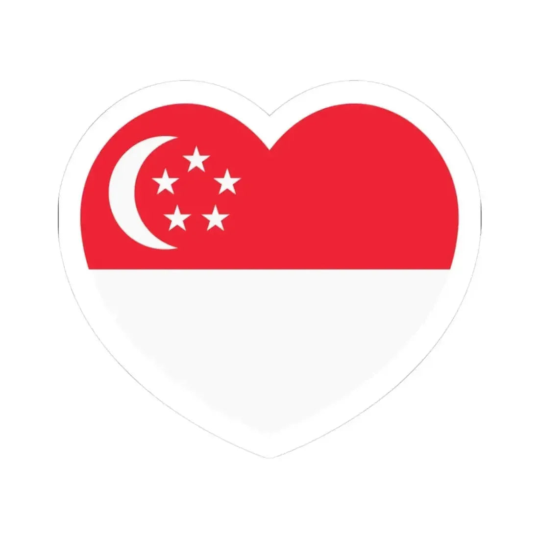 Heart Flag of Singapore - STICKER Vinyl Kiss-Cut Decal 3 Inch White - The Sticker Space