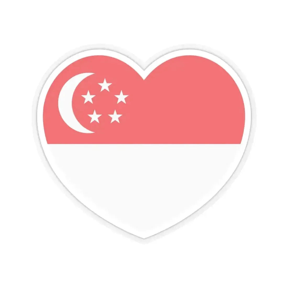 Heart Flag of Singapore - STICKER Vinyl Kiss-Cut Decal 4 Inch Transparent - The Sticker Space