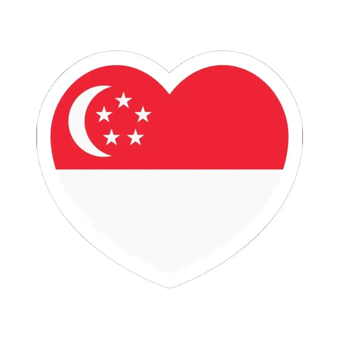 Heart Flag of Singapore - STICKER Vinyl Kiss-Cut Decal 4 Inch White - The Sticker Space