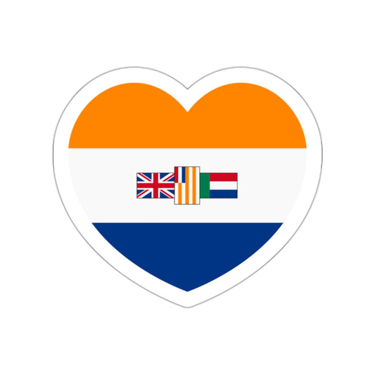 Heart Flag of South Africa 1928-1982 - STICKER Vinyl Die-Cut Decal-White-The Sticker Space