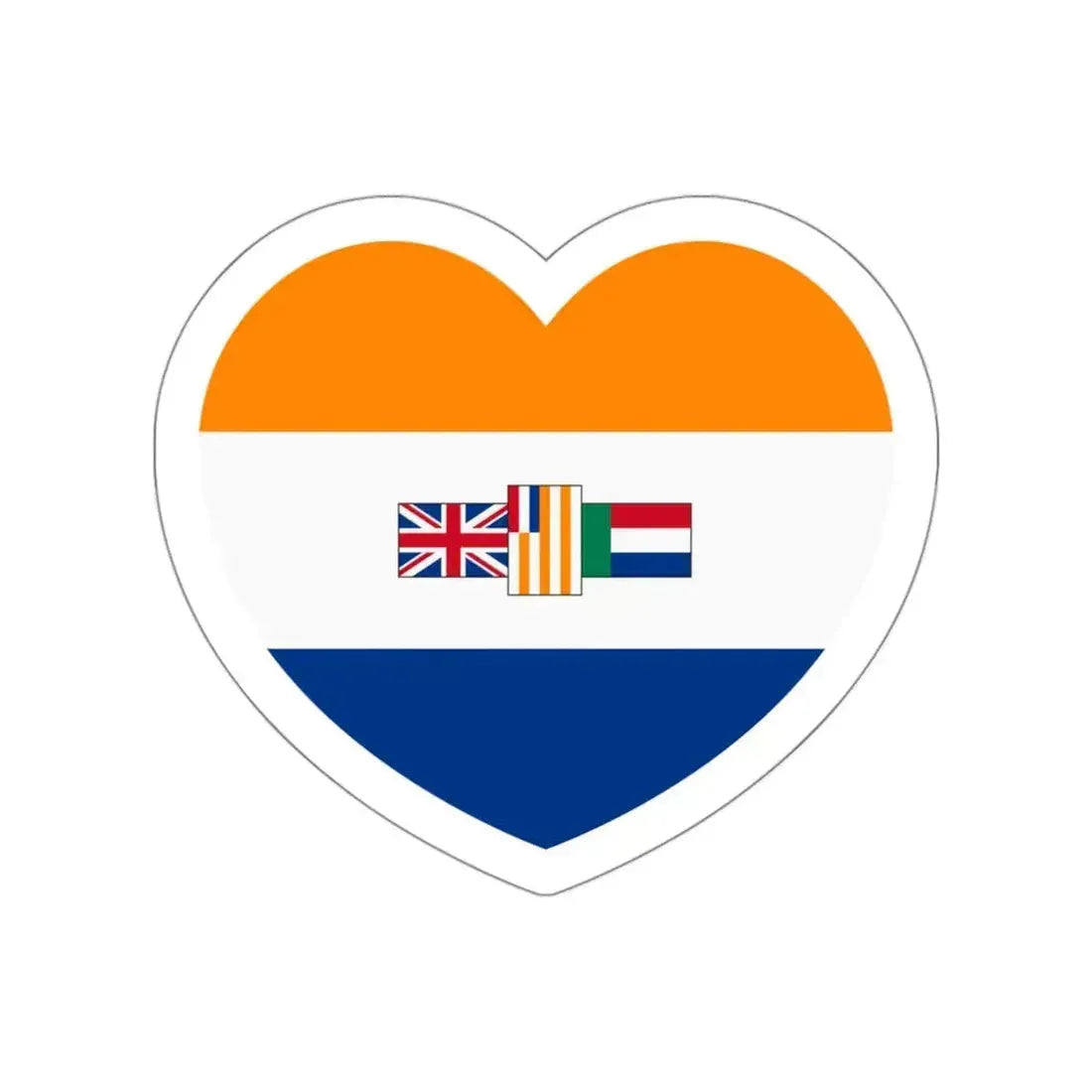 Heart Flag of South Africa 1928-1982 - STICKER Vinyl Die-Cut Decal White Die-Cut 3 Inch - The Sticker Space