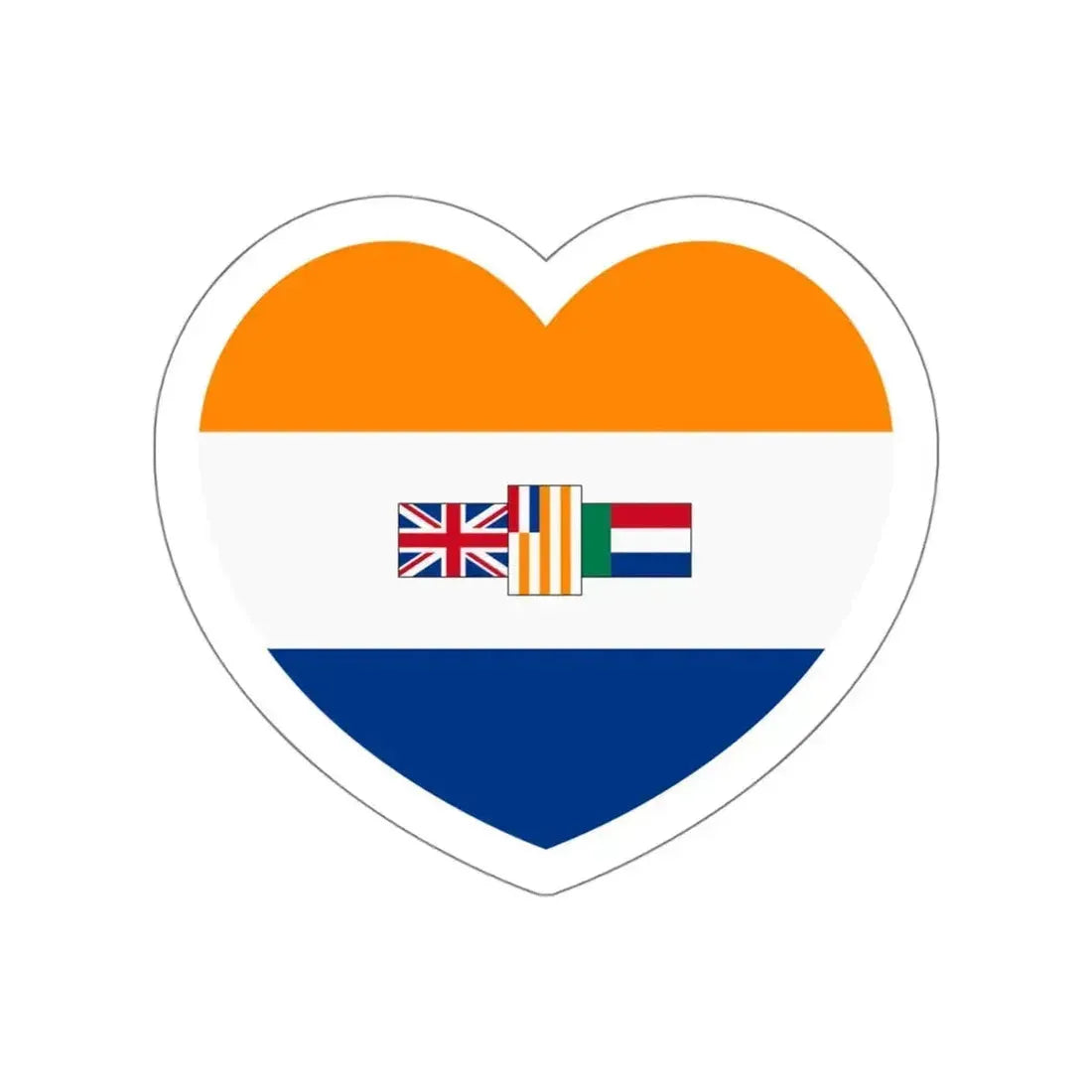 Heart Flag of South Africa 1928-1982 - STICKER Vinyl Die-Cut Decal White Die-Cut 4 Inch - The Sticker Space