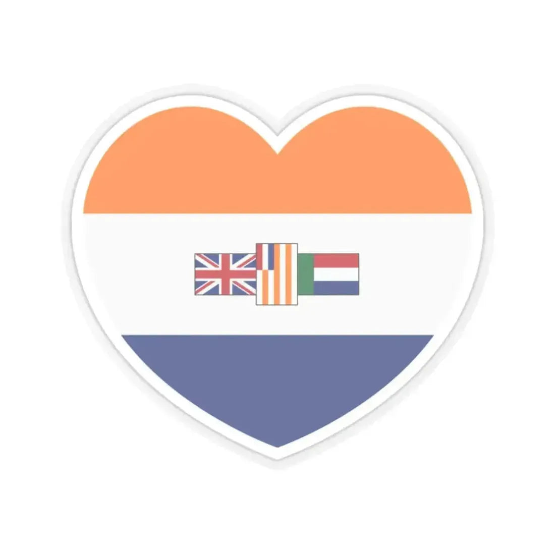 Heart Flag of South Africa 1928-1982 - STICKER Vinyl Kiss-Cut Decal 2 Inch Transparent - The Sticker Space