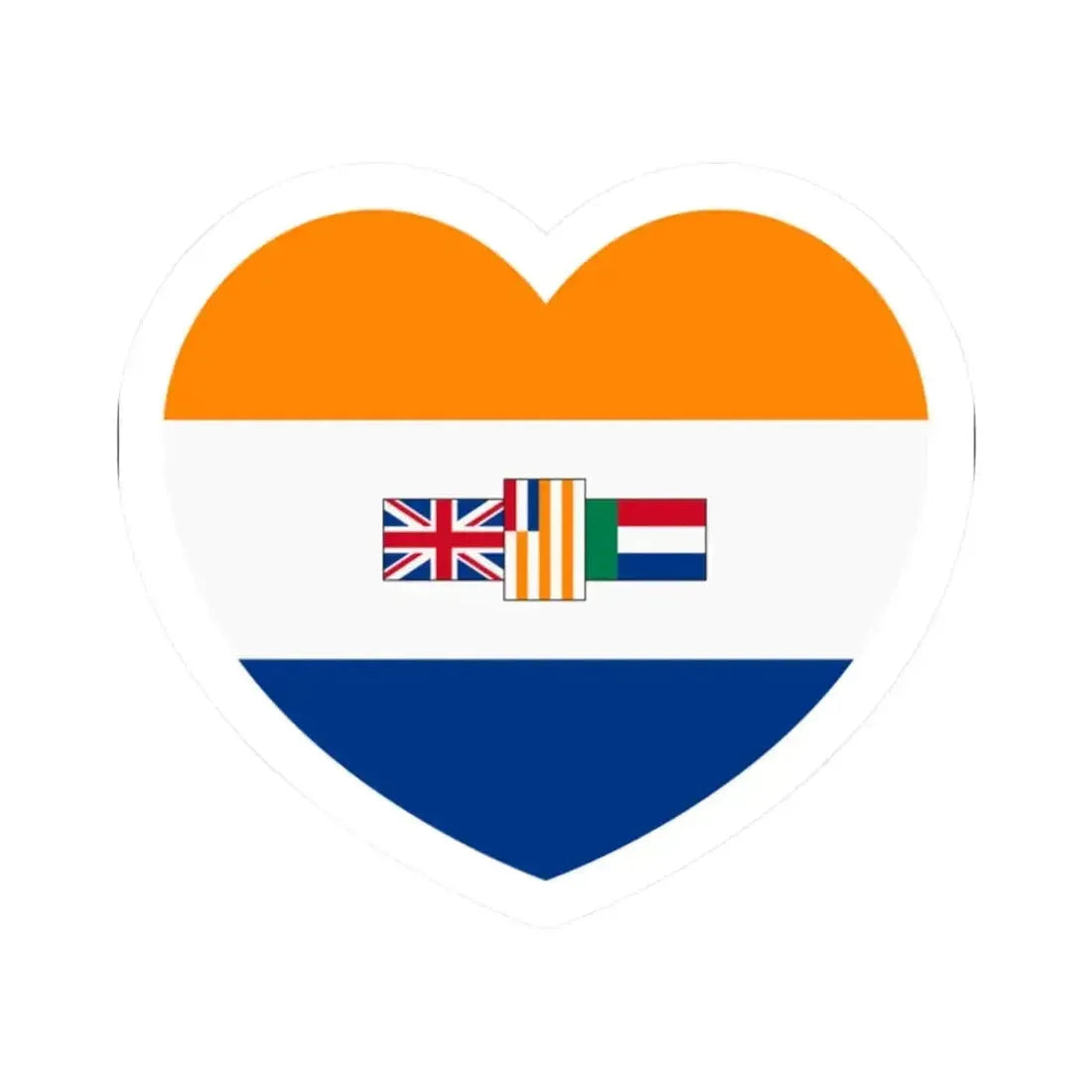 Heart Flag of South Africa 1928-1982 - STICKER Vinyl Kiss-Cut Decal 2 Inch White - The Sticker Space