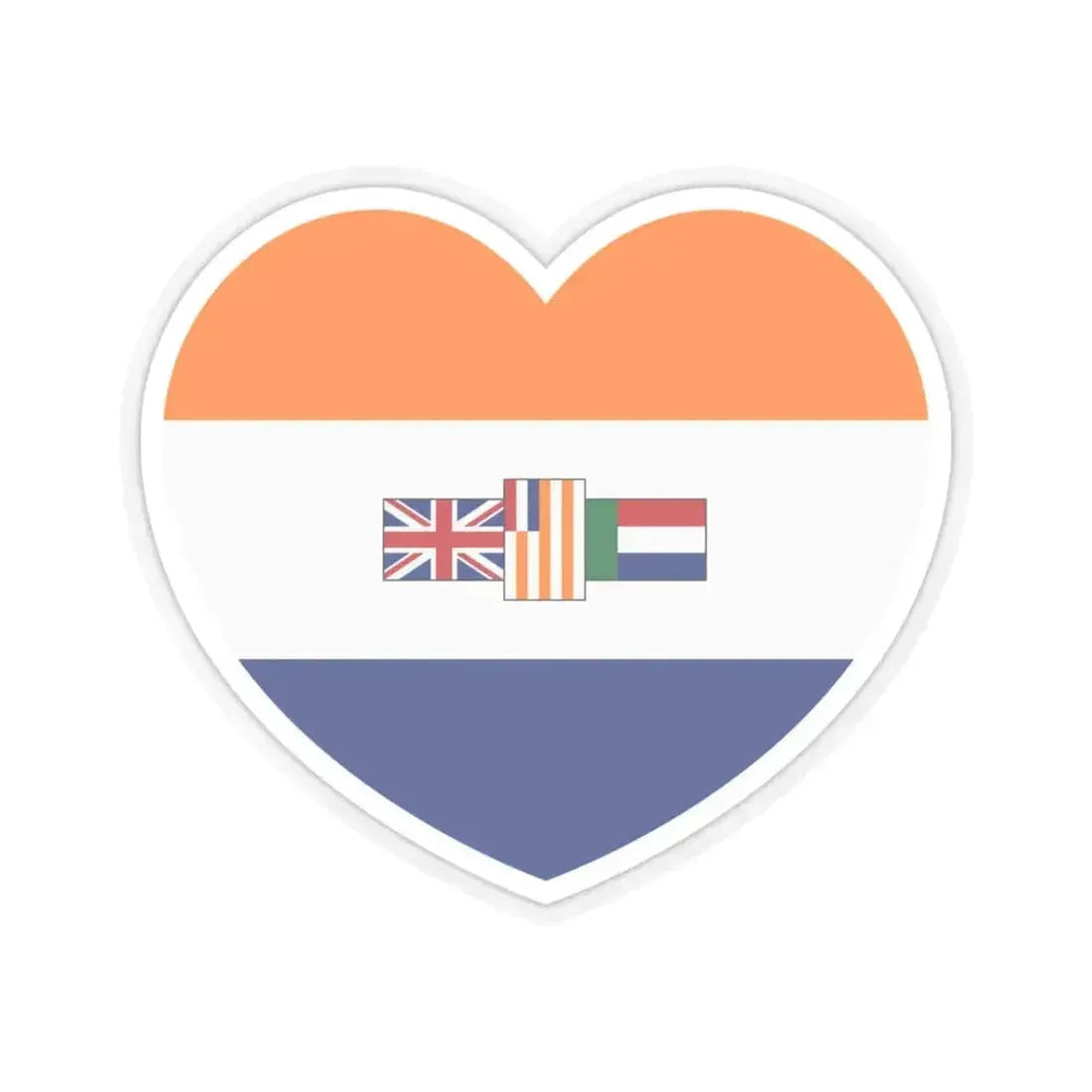 Heart Flag of South Africa 1928-1982 - STICKER Vinyl Kiss-Cut Decal 3 Inch Transparent - The Sticker Space
