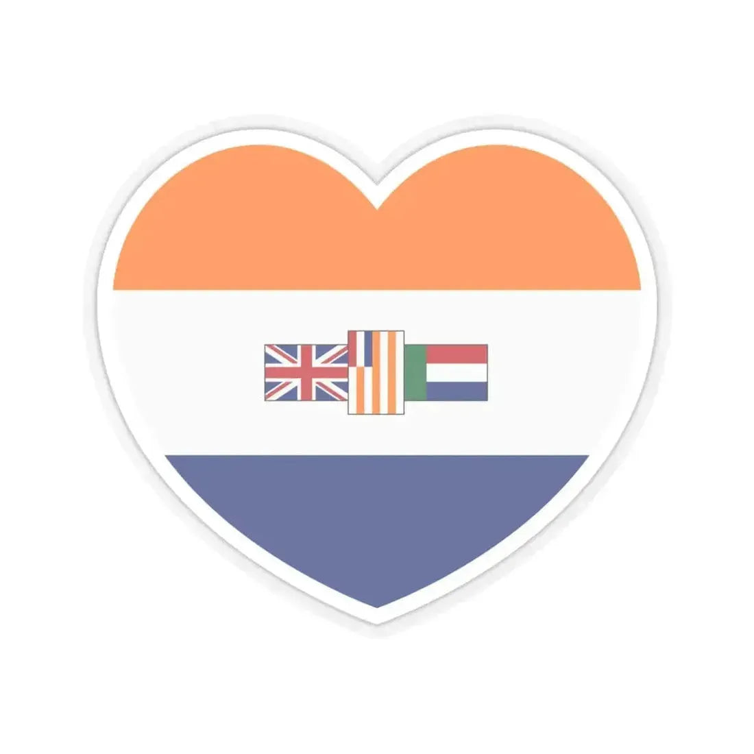 Heart Flag of South Africa 1928-1982 - STICKER Vinyl Kiss-Cut Decal 6 Inch Transparent - The Sticker Space