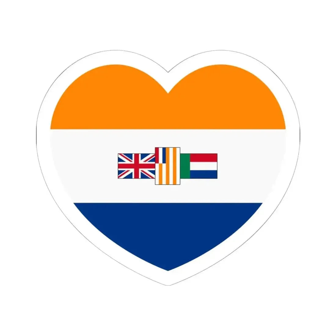Heart Flag of South Africa 1928-1982 - STICKER Vinyl Kiss-Cut Decal 6 Inch White - The Sticker Space
