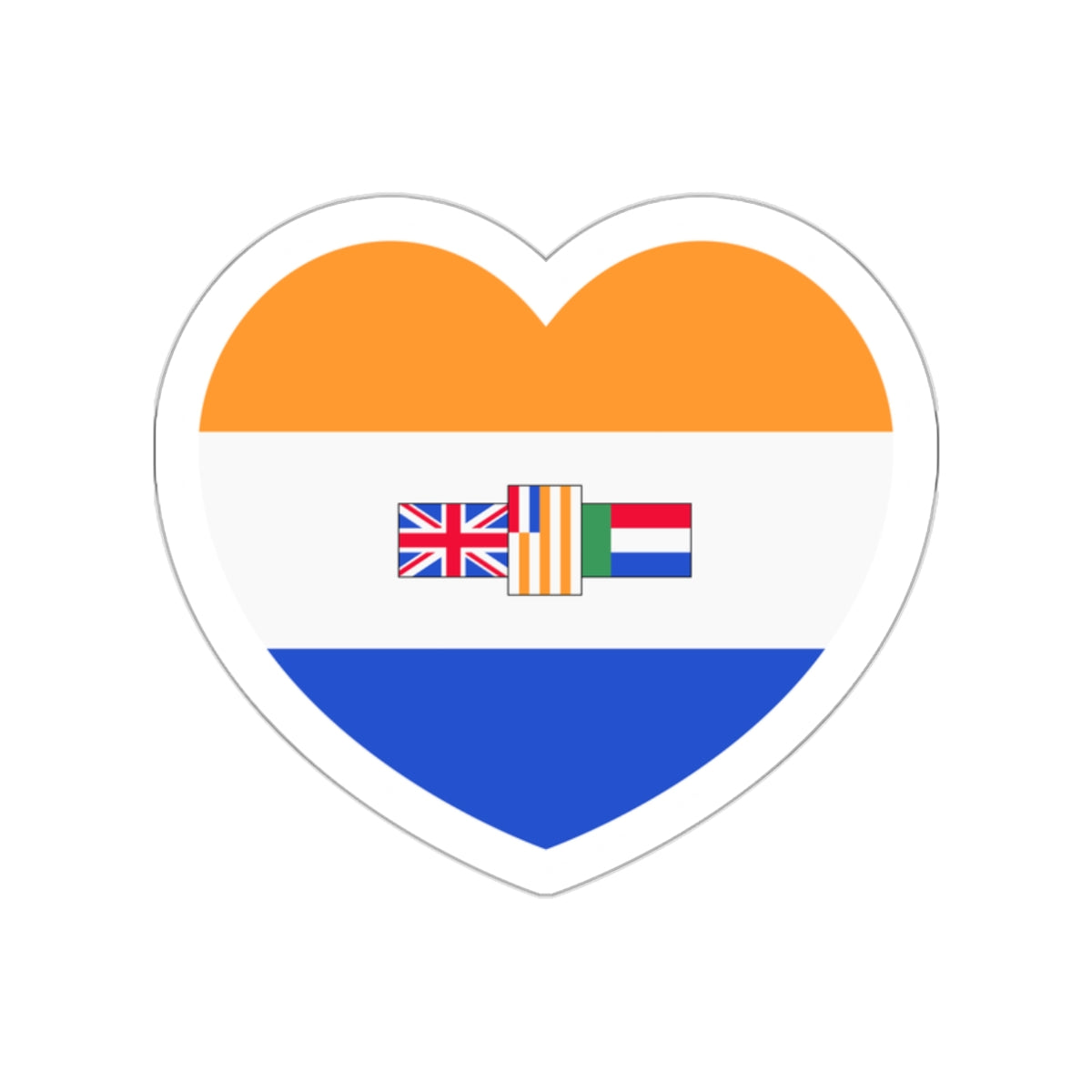 Heart Flag of South Africa 1982-1994 - STICKER Vinyl Die-Cut Decal-White-Die-Cut-2 Inch-The Sticker Space