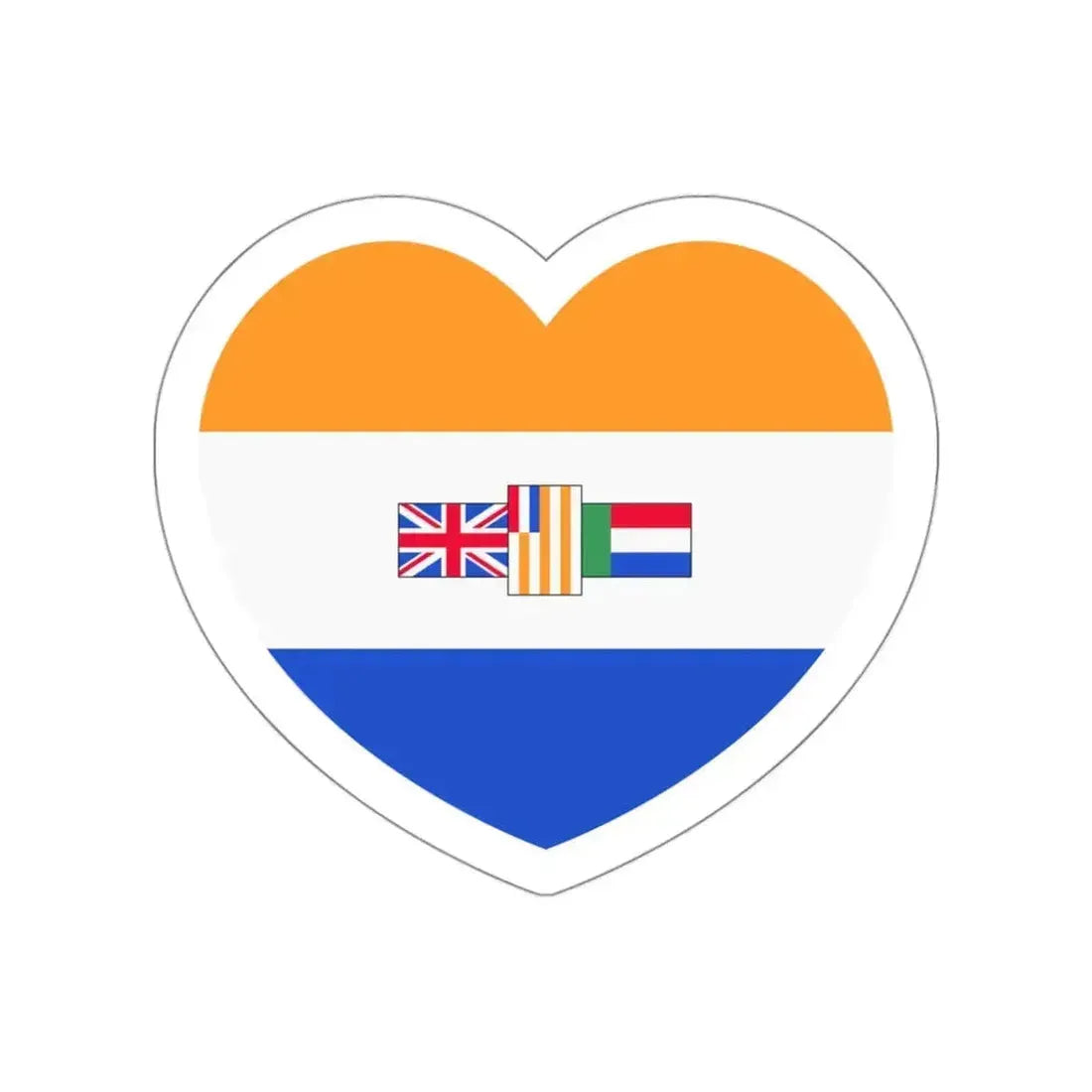 Heart Flag of South Africa 1982-1994 - STICKER Vinyl Die-Cut Decal White Die-Cut 3 Inch - The Sticker Space