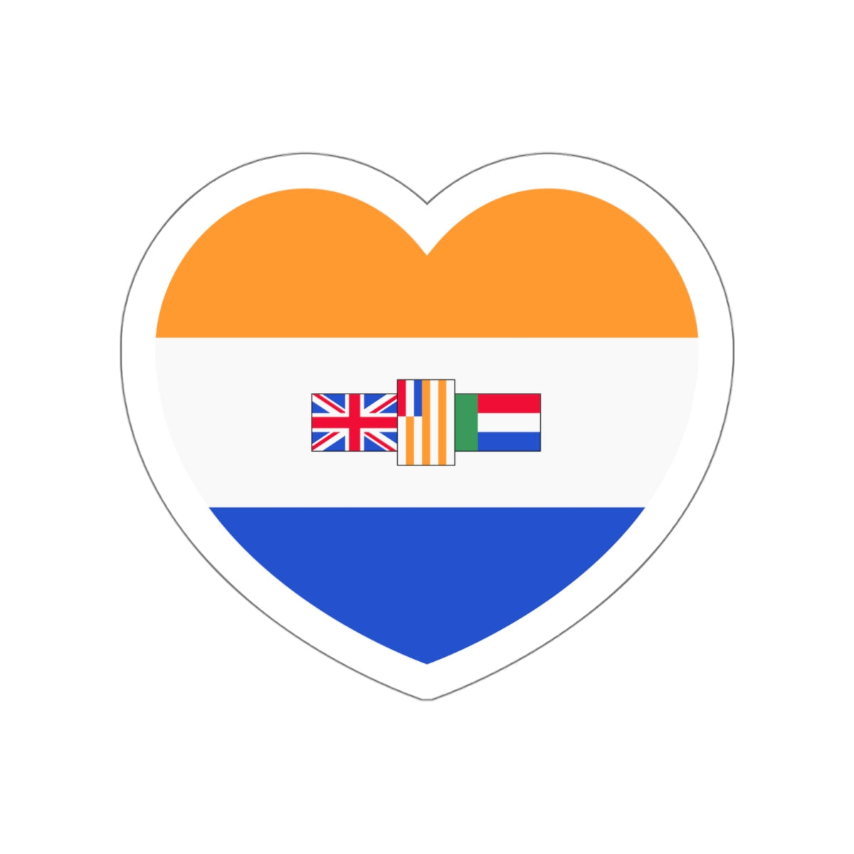 Heart Flag of South Africa 1982-1994 - STICKER Vinyl Die-Cut Decal-White-Die-Cut-4 Inch-The Sticker Space