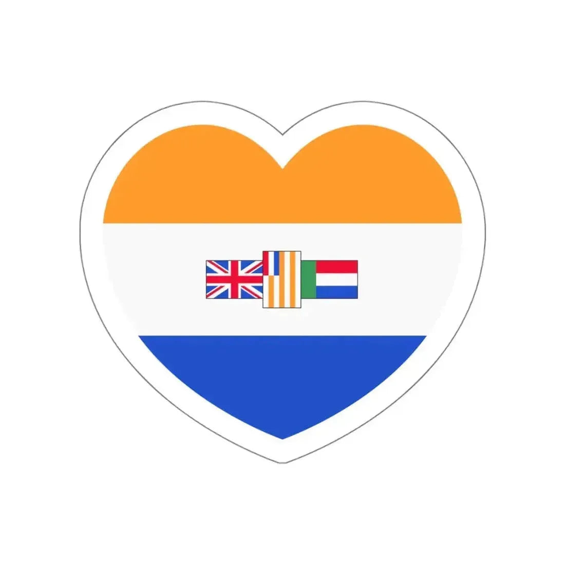 Heart Flag of South Africa 1982-1994 - STICKER Vinyl Die-Cut Decal White Die-Cut 4 Inch - The Sticker Space