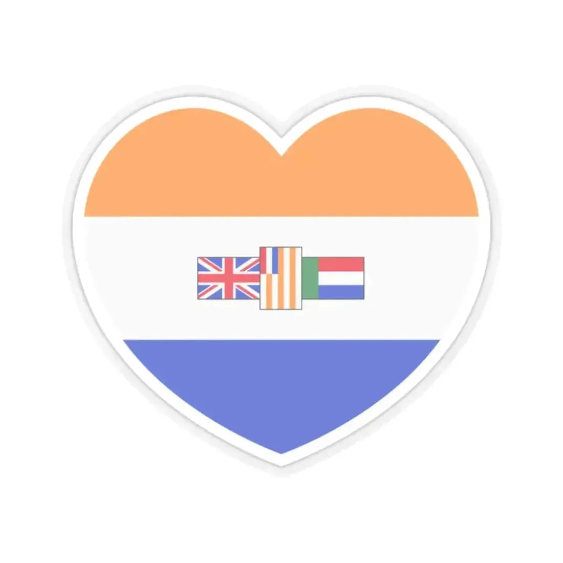 Heart Flag of South Africa 1982-1994 - STICKER Vinyl Kiss-Cut Decal 2 Inch Transparent - The Sticker Space
