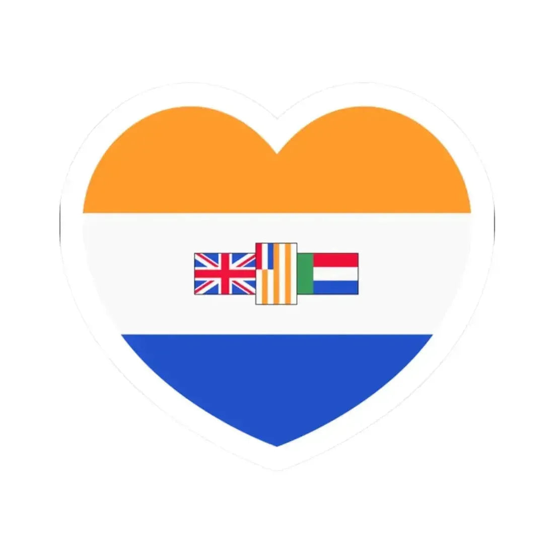 Heart Flag of South Africa 1982-1994 - STICKER Vinyl Kiss-Cut Decal 2 Inch White - The Sticker Space