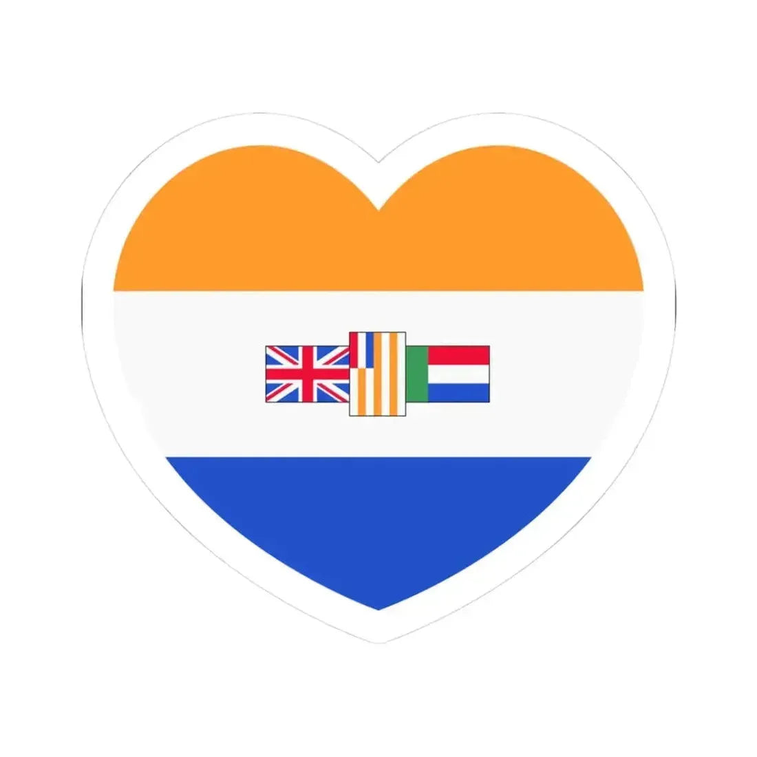 Heart Flag of South Africa 1982-1994 - STICKER Vinyl Kiss-Cut Decal 3 Inch White - The Sticker Space