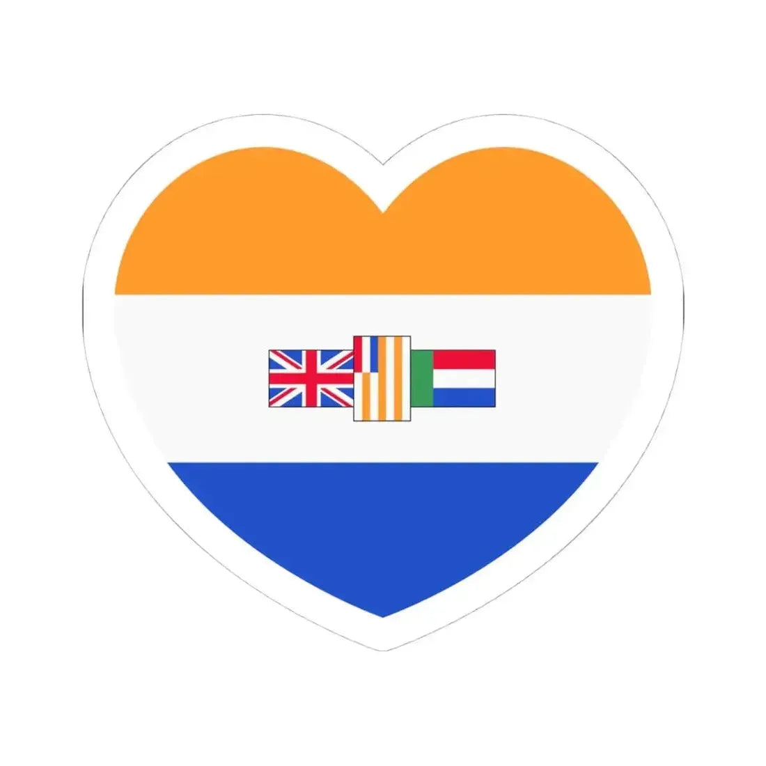 Heart Flag of South Africa 1982-1994 - STICKER Vinyl Kiss-Cut Decal 4 Inch White - The Sticker Space