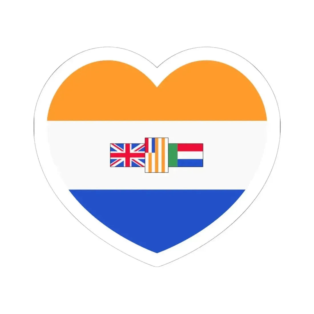 Heart Flag of South Africa 1982-1994 - STICKER Vinyl Kiss-Cut Decal 6 Inch White - The Sticker Space