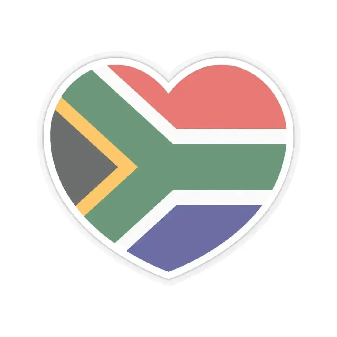 Heart Flag of South Africa - STICKER Vinyl Kiss-Cut Decal 6 Inch Transparent - The Sticker Space