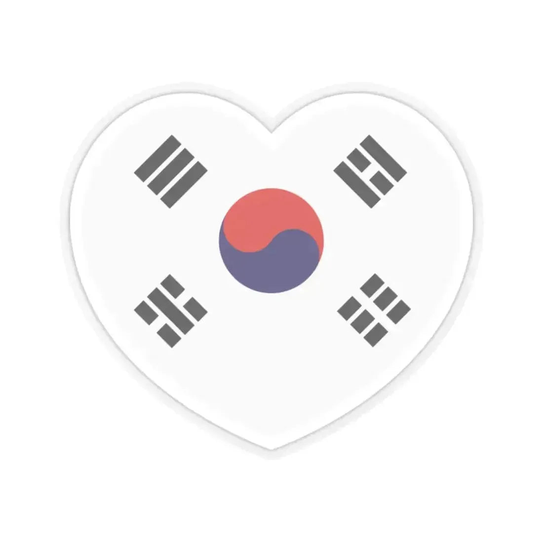 Heart Flag of South Korea 1945-1948 - STICKER Vinyl Kiss-Cut Decal 2 Inch Transparent - The Sticker Space