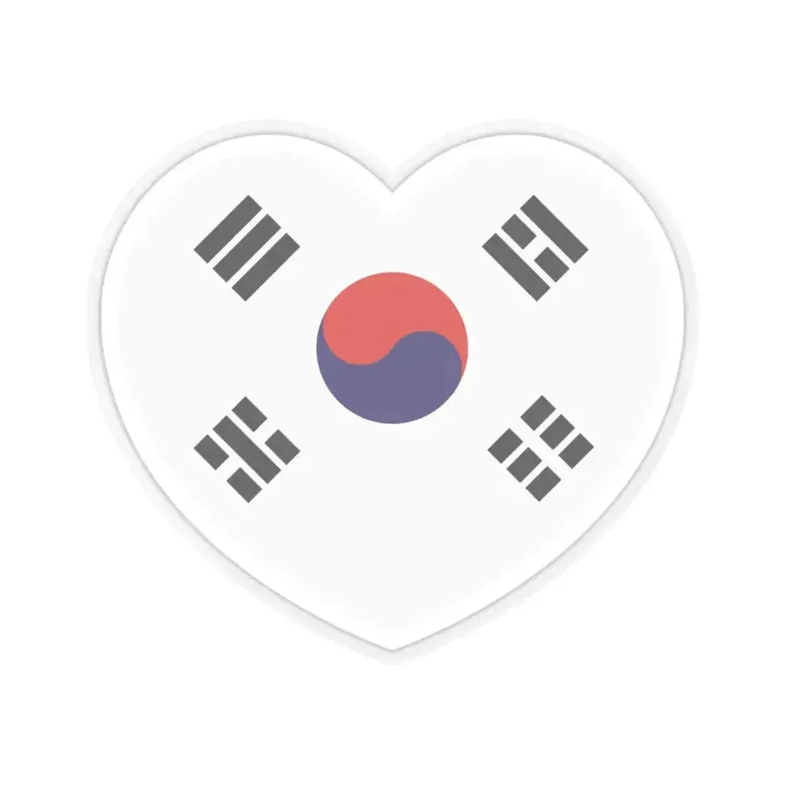 Heart Flag of South Korea 1945-1948 - STICKER Vinyl Kiss-Cut Decal 3 Inch Transparent - The Sticker Space