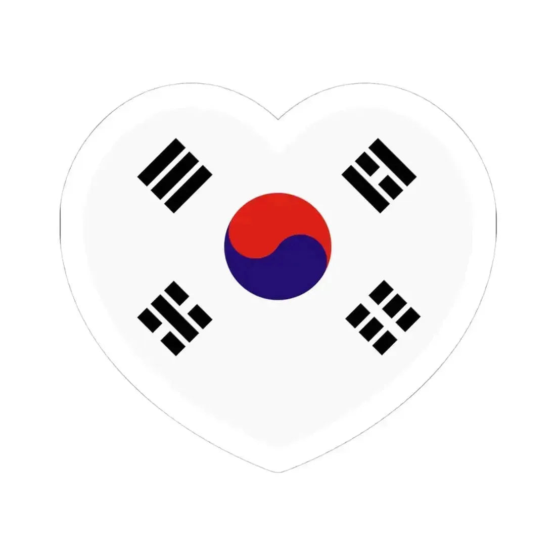 Heart Flag of South Korea 1945-1948 - STICKER Vinyl Kiss-Cut Decal 4 Inch White - The Sticker Space