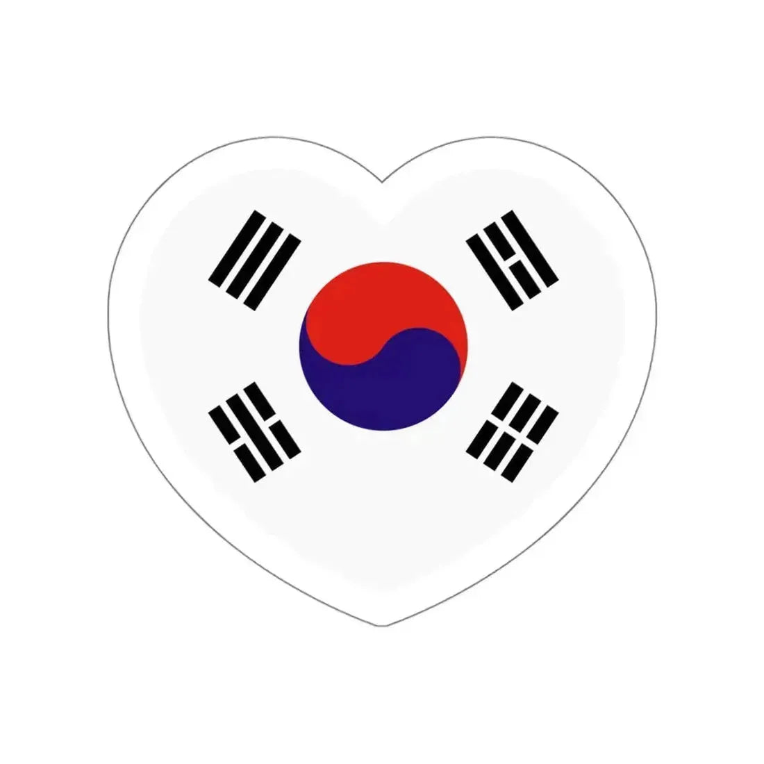 Heart Flag of South Korea 1948-1949 - STICKER Vinyl Die-Cut Decal White Die-Cut 5 Inch - The Sticker Space