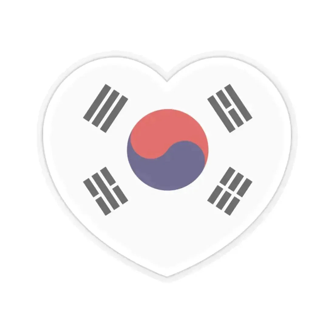 Heart Flag of South Korea 1948-1949 - STICKER Vinyl Kiss-Cut Decal 2 Inch Transparent - The Sticker Space