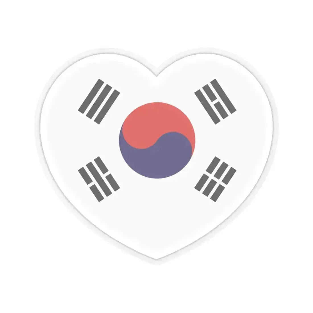 Heart Flag of South Korea 1948-1949 - STICKER Vinyl Kiss-Cut Decal 3 Inch Transparent - The Sticker Space