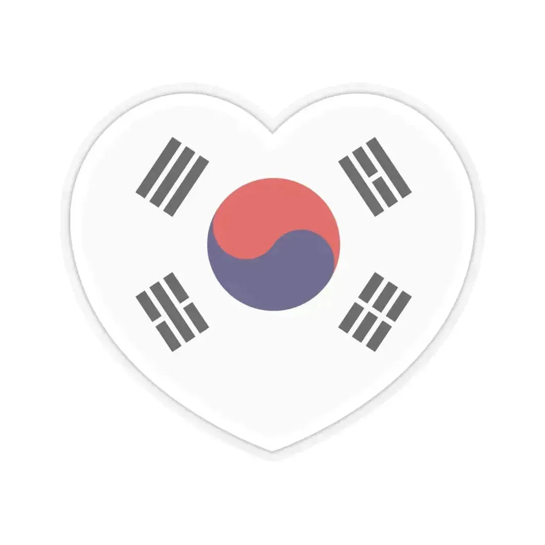 Heart Flag of South Korea 1948-1949 - STICKER Vinyl Kiss-Cut Decal 4 Inch Transparent - The Sticker Space