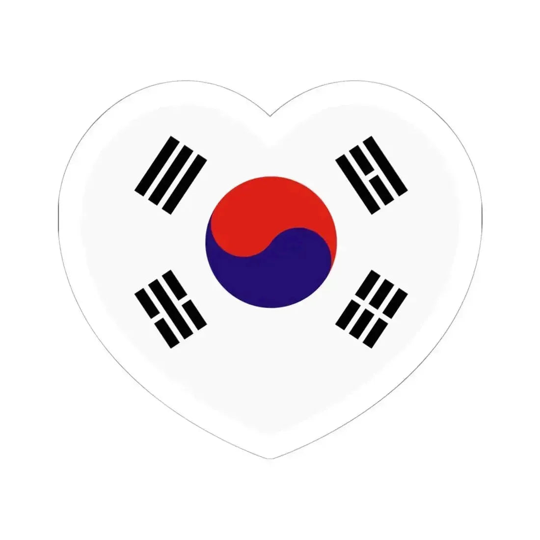Heart Flag of South Korea 1948-1949 - STICKER Vinyl Kiss-Cut Decal 6 Inch White - The Sticker Space