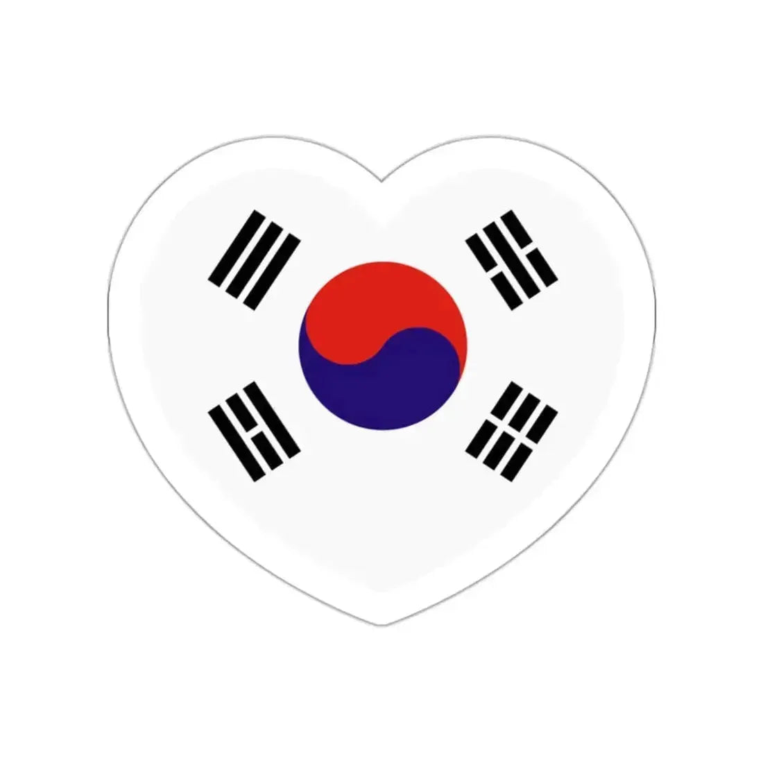 Heart Flag of South Korea 1949-1984 - STICKER Vinyl Die-Cut Decal White Die-Cut 2 Inch - The Sticker Space